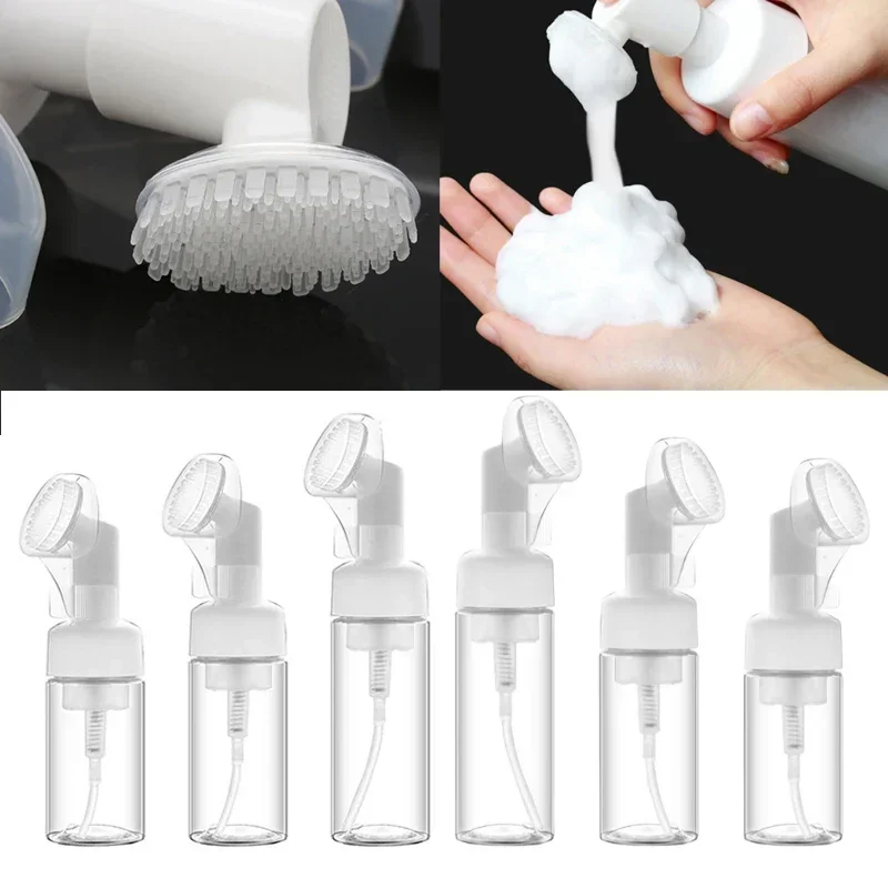 

5Pcs Empty 100ml-250ml Foaming Pump Bottles w/ Silicone Foam Massage Clean Brush Portable Travel Containers For Facial Cleanser