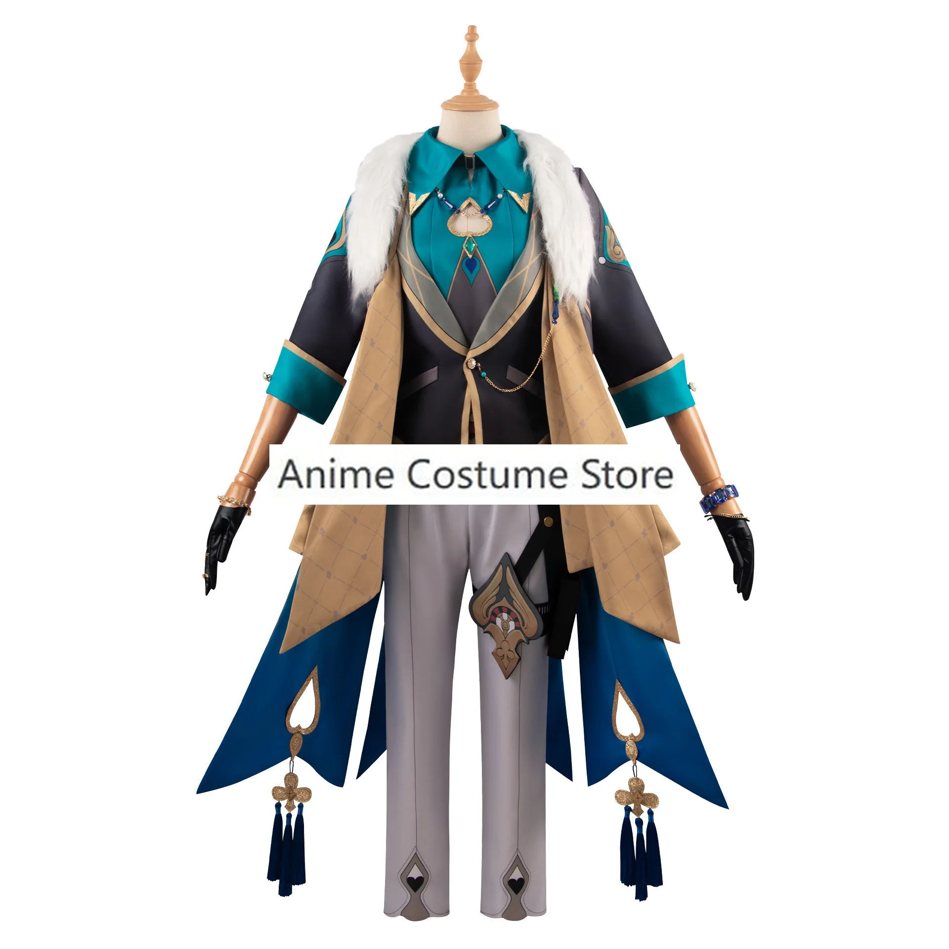 Honkai Star Rail Aventurine Cosplay Costume Wig Game Uniform Sunglasses Topaz Colleagues Interastral Peace Corporation Costume