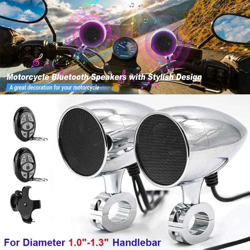 1 Set 3inch Waterproof Motorcycle Bluetooth Speaker Kit for 1.0