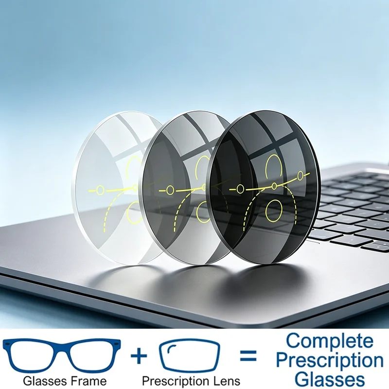 1.56Customization Photochromic Progressive Lenses Anti-scratch Smart Color Changing Multifocal Lens Optical Prescription Glasses
