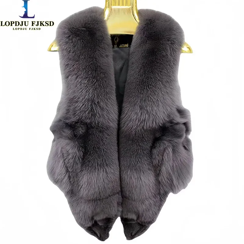 Real Fox Fur Waistcoat for Women, Thick Warm Jacket, Loose Short Overcoat, Female Clothing, High Quality, New, Winter, 2023