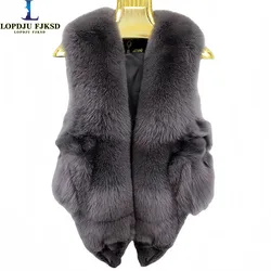 Real Fox Fur Waistcoat for Women, Thick Warm Jacket, Loose Short Overcoat, Female Clothing, High Quality, New, Winter, 2023