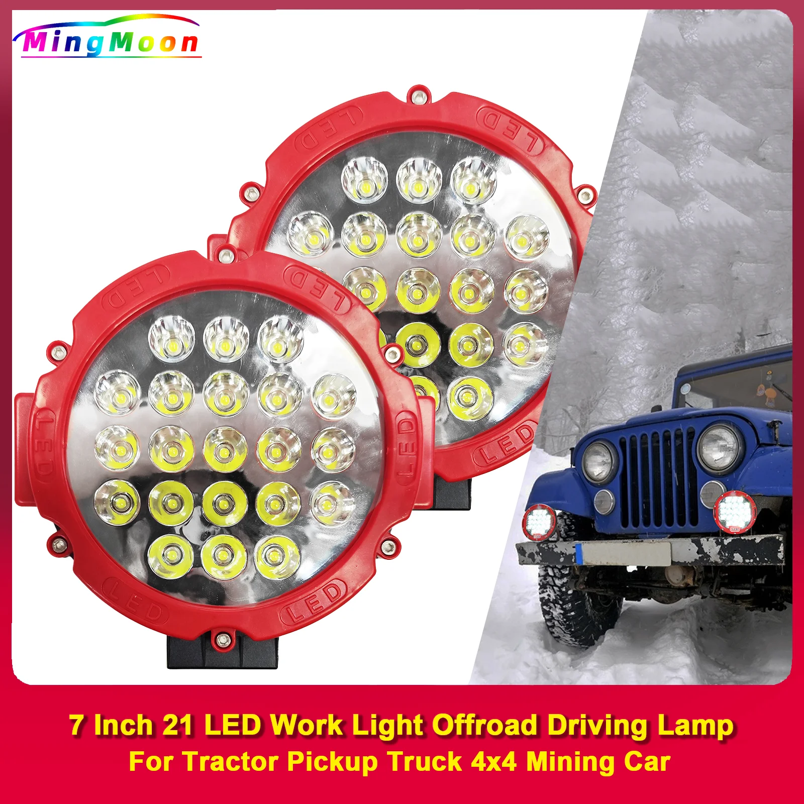 

7 Inch 51W Round LED Offroad Lights Spot Driving Light Pod Bumper Roof Fog Light Fit for Boat Jeep ATV SUV Truck Hunter Motor