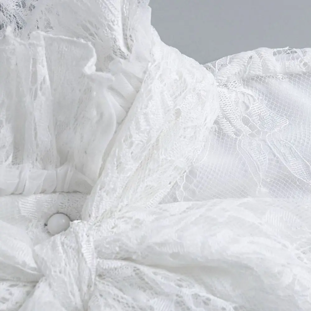 

Элегантный съемный кружевной воротник-обманка однотонного цвета с винтажным бантом, в ретро-стиле, с рюшами по краю, для свитера