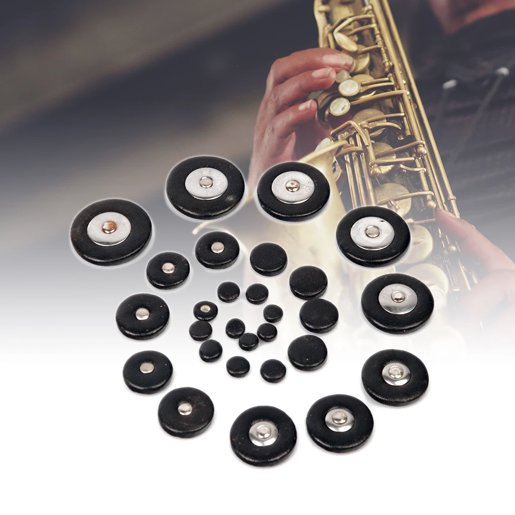 Mugig 25PCS Pads Alto Saxophone Pads / Tenor Saxophone / Soprano Saxophone Black Durable Saxophone Accessories Sax Repair Parts