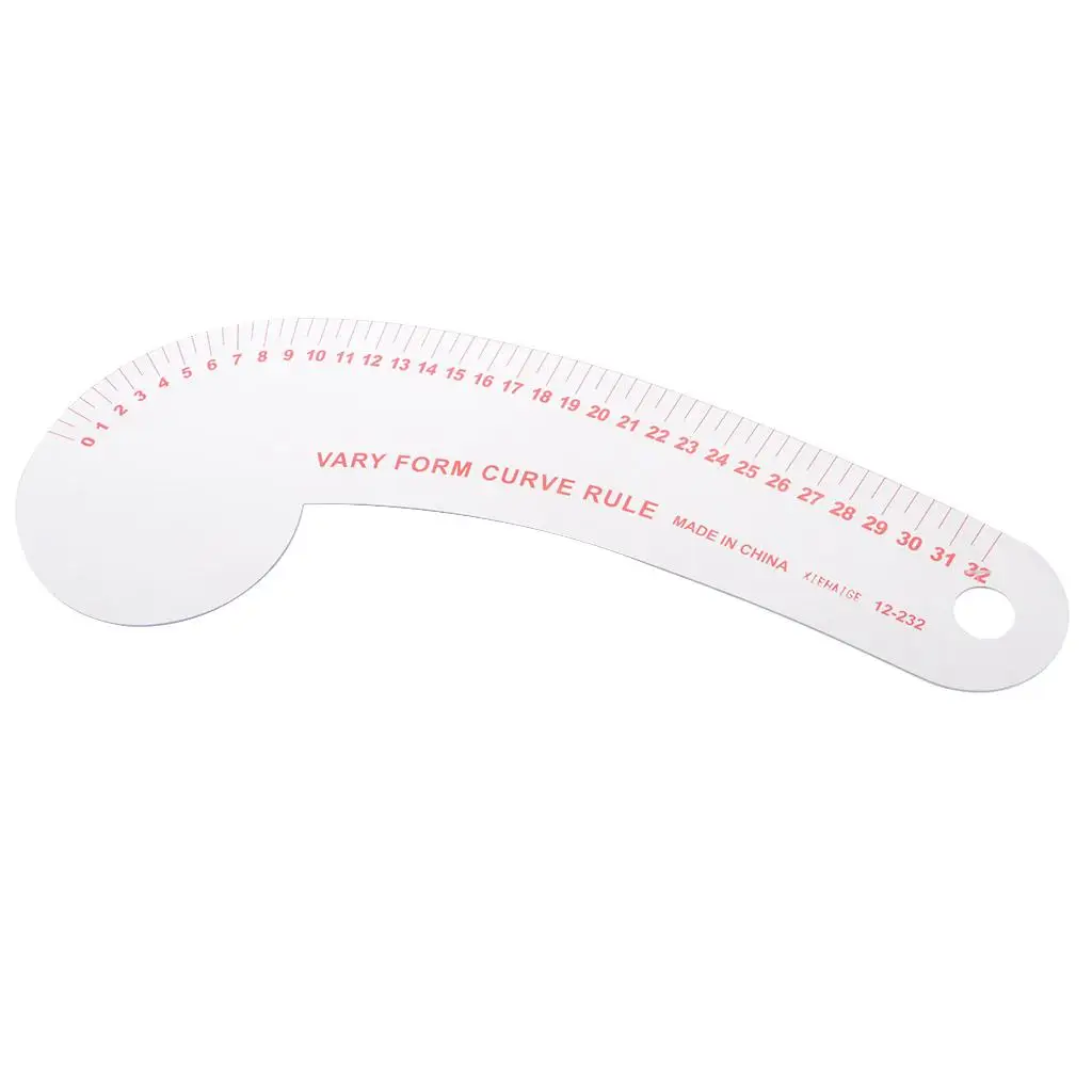 

12.2 inch Long Comma Shaped Hard Plastic French Curve Ruler Sewing Tools by Garment Multi functional Grading Scale