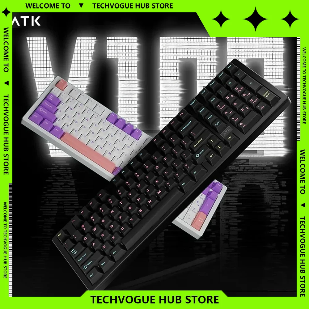 ATK V100 Tri-mode Hot Swap Semi-Aluminum Alloy Gasket Structure Mechanical Keyboard Customized Gaming Keyboard Gamer Accessories