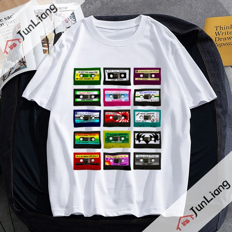 Classic Vintage Cassette Youth T-shirt Men Woman Hip Hop Tape Music Printed T-shirt Trend Gothic Street Fashion Ropa Hombre