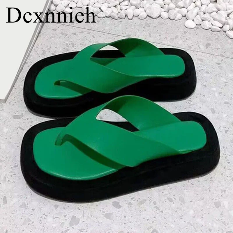 

Summer Flip Flops Split Toe Slippers Women Flat Thick Bottom Sandals Anti-Slip Slides Ladies Seaside Vacation Beach Shoes 2024