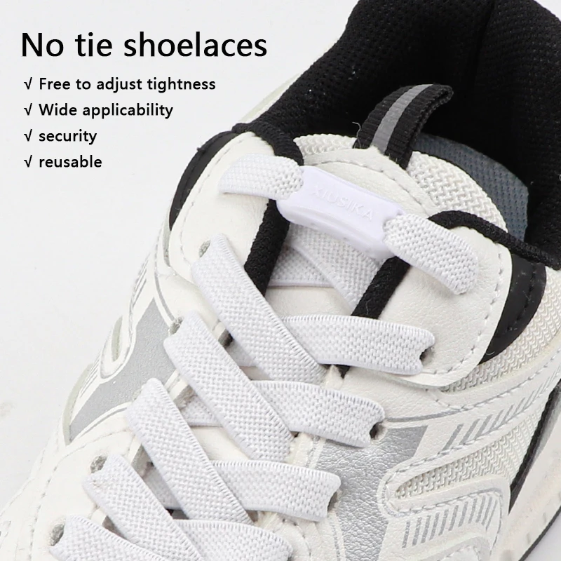 Clearance_No Tie Shoe Laces Elastic Laces for Sneakers Flat 8mm Widened Shoelaces Kids Adult Quick Shoelace Rubber Bands for Sho image 3