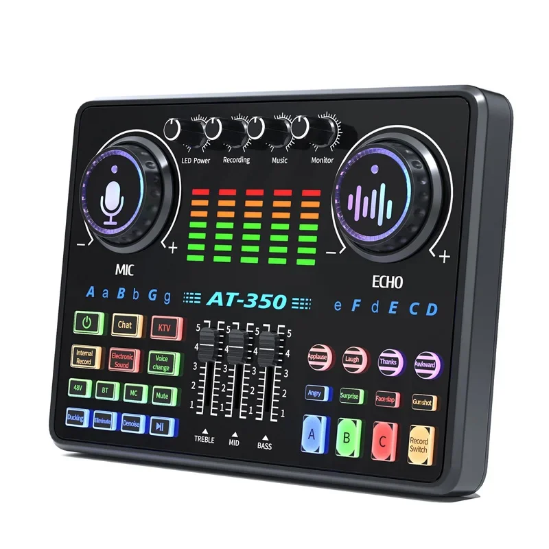 

Professional Live Sound Card Studio Record Soundcard Bluetooth Microphone Mixer Live Streaming Sound Mixer Podcast Karaoke Game