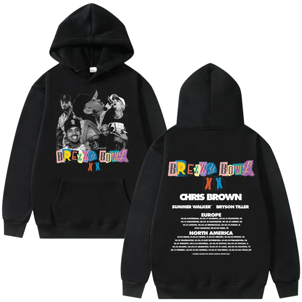 

Rapper Chris Brown Breezy Bowl XX Tour 2025 Hoodie Men Women Hip Hop Fashion Pop Music Sweatshirt Casual Retro Pullover Hoodies