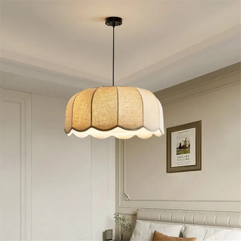 

Banana Leaf Chandelier Nordic Wabi Sabi Linen Shades Led Pendant lamp for Restaurant Bedroom Retro Japanese Pendant light