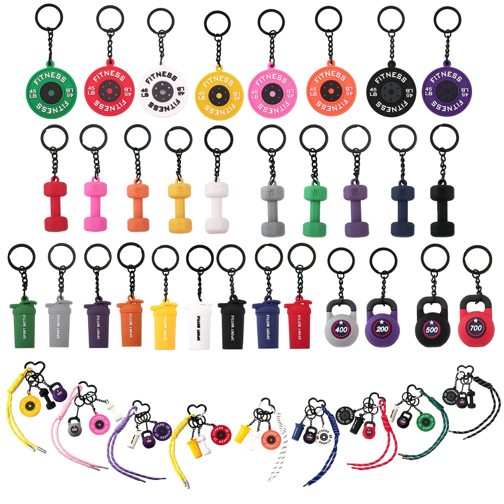 Fitness Equipment Keychain Metal Dumbbell Barbell Sports Pendant Miu Bag Pendant Portable Design Allows More Freedom Of Movement