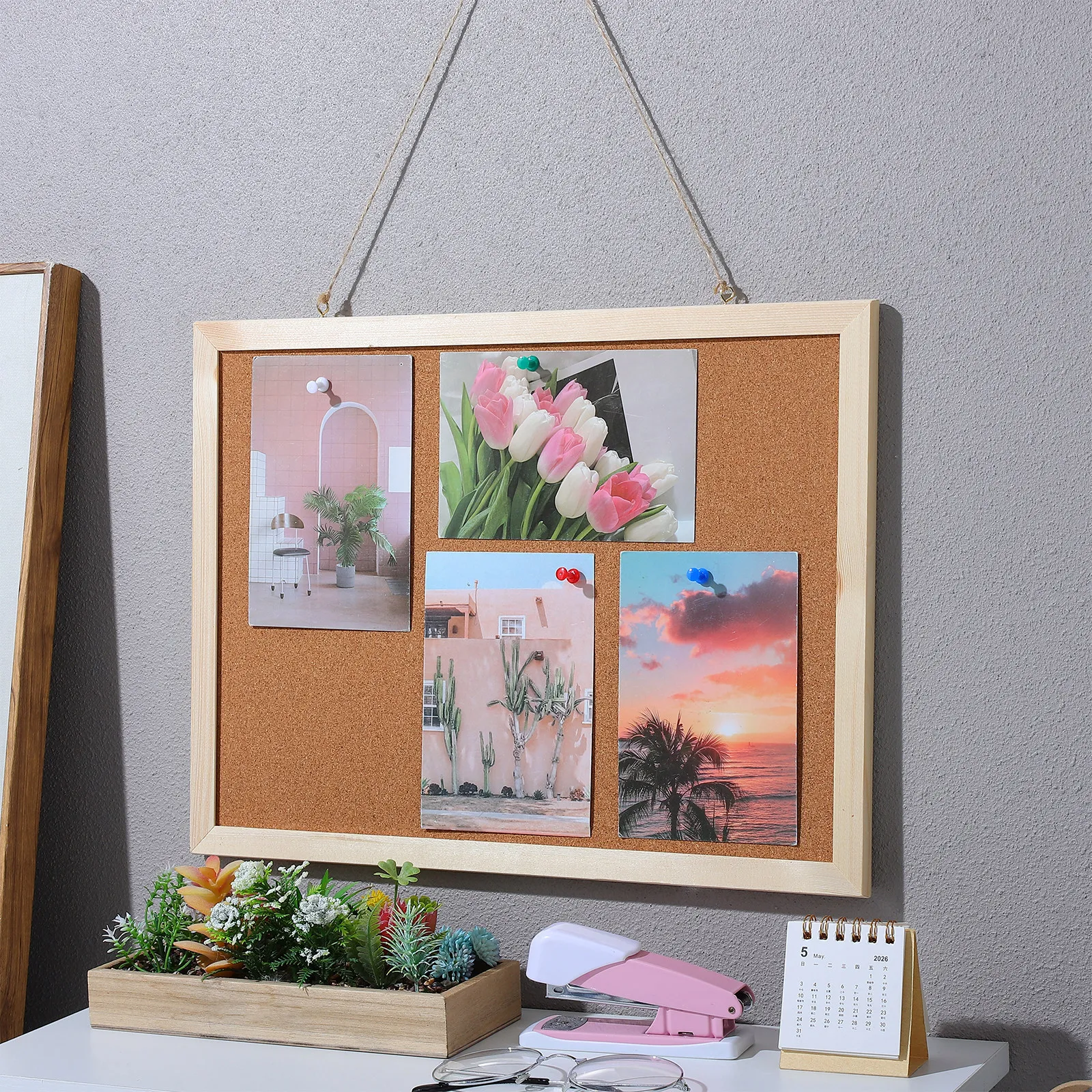 1Set Reusable Cork Board Small Wood Message Bulletin Display Notice Memo Office Board Bulletin Boards Cork Boards for Walls