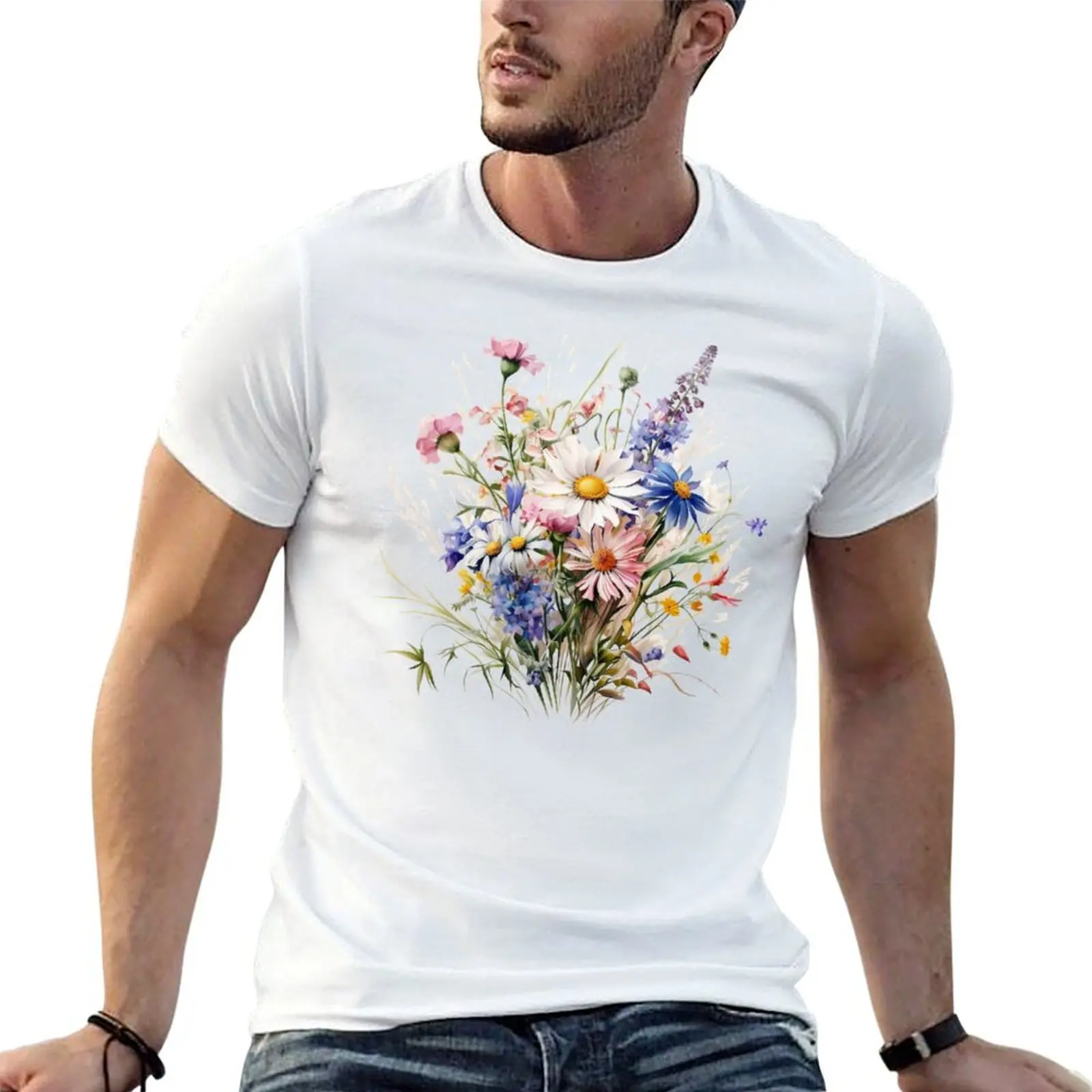 

Bouquet Wild Flowers Botanical Flower Nature T-Shirt man graphic t shirt man t shirts high quality luxury brand T-Shirt
