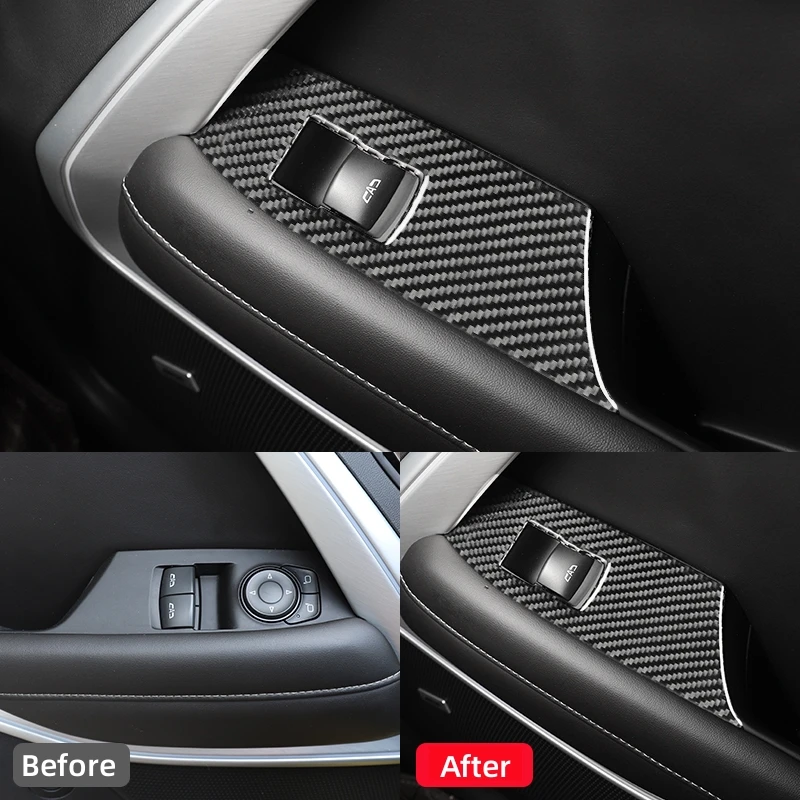 For Chevrolet Camaro 2017-2022 Accessories Carbon Fiber Interior Car Window Lifting Control Panel Decorative Frame Cover Sticker