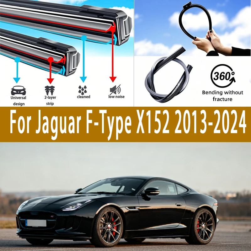 

For Jaguar F-Type X152 2013-2024 2015 2016 2018 2019 2020 2023 Front Windshield Wiper Blades 2pcs Windscreen Window Accessories