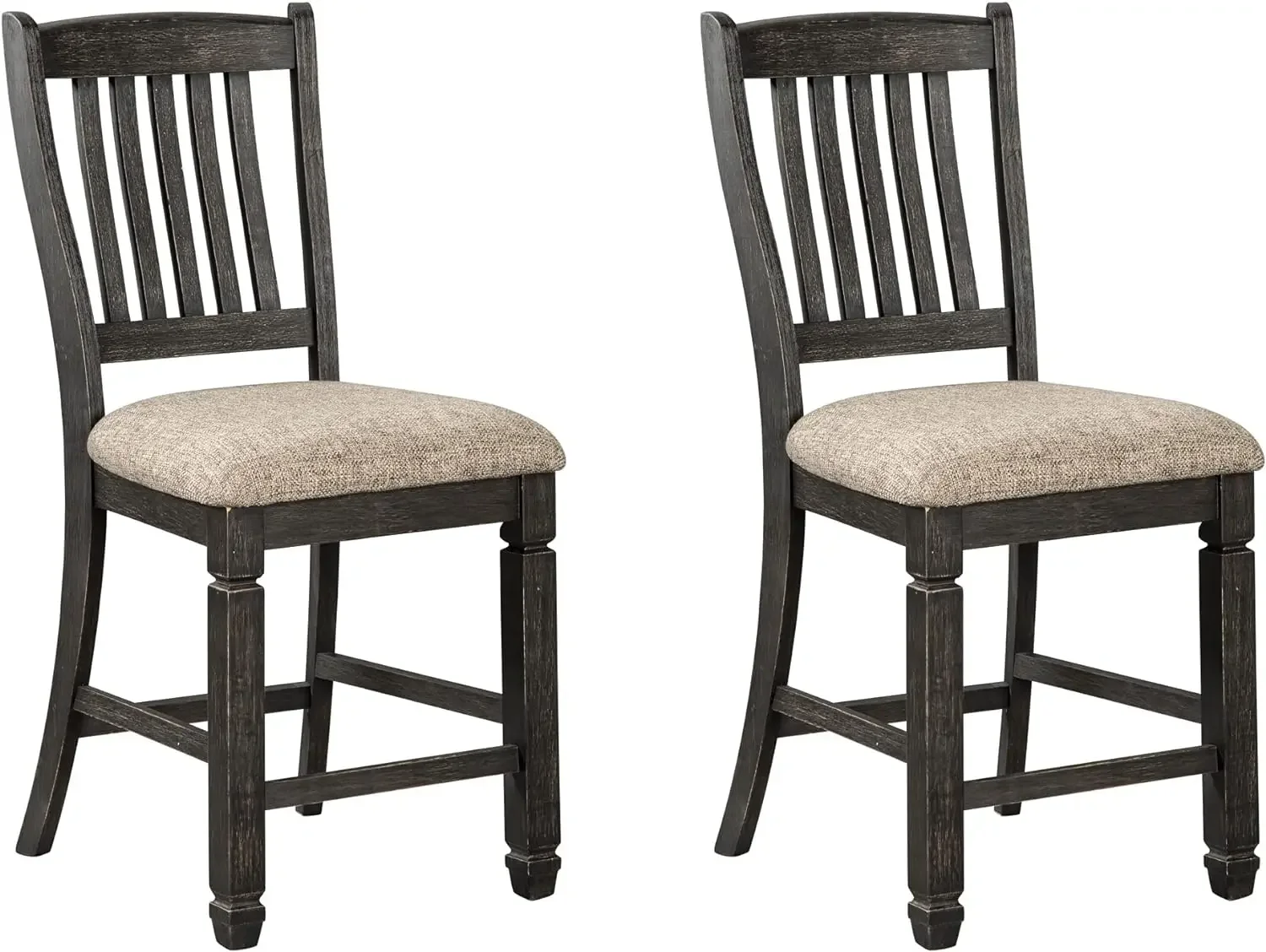 Tyler Creek Farmhouse 24.38" Counter Height Upholstered Barstool, Set of 2, Almost Black