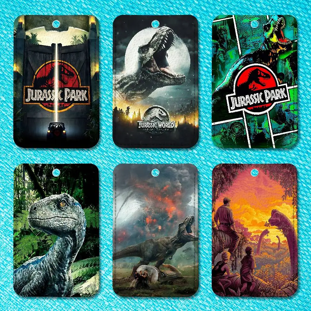 

J-Jurassics Park World Premium PU Leather Card for Daily Use Holder Card Case with Metal Carabiner Customizable Design