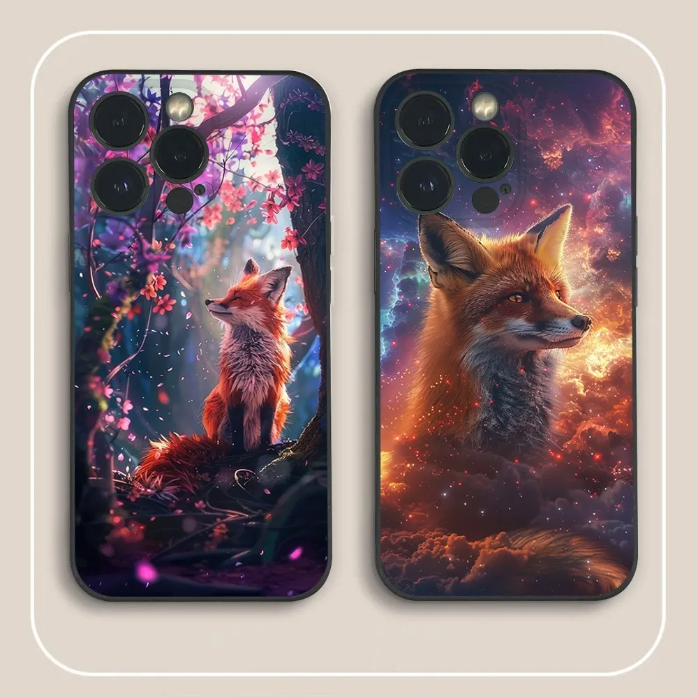 Cute Animal Fox Cool Clear Phone Case For iPhone 15 14 13 12 11 Pro Xs Max Mini XR X 7 8 Plus Black Frosted Soft Shell Funda