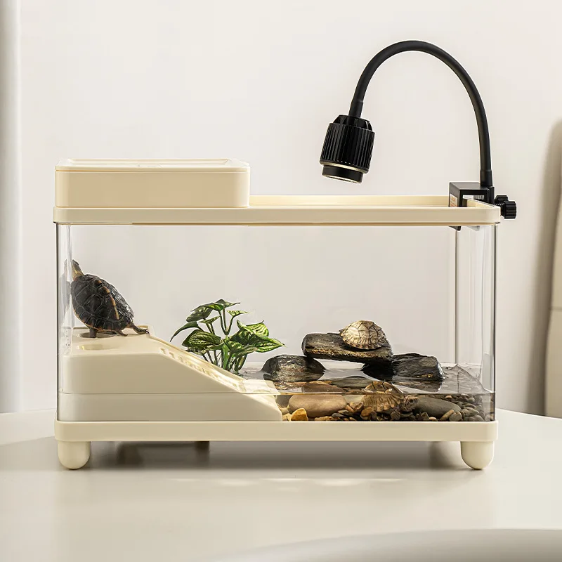 Small Desktop Fish Tank - Multifunctional Ecological Landscaping Aquarium for Goldfish, Turtles | Home & Office Decoration