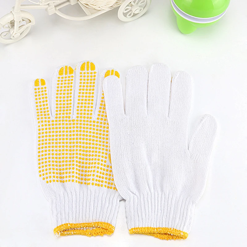 12pairs Gloves With Dot Glue Palm Non-Slip Wear-Resistant Thickened Rubber Labor Protection