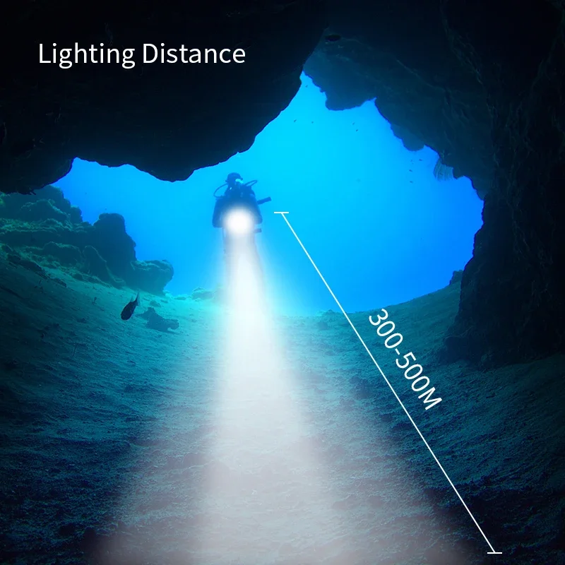 IPX4 Waterproof Professional Dier Ligt Powerful 100LM led Scuba Divig Flahlight LED Undrwater 100M Torch Lemp Laerna