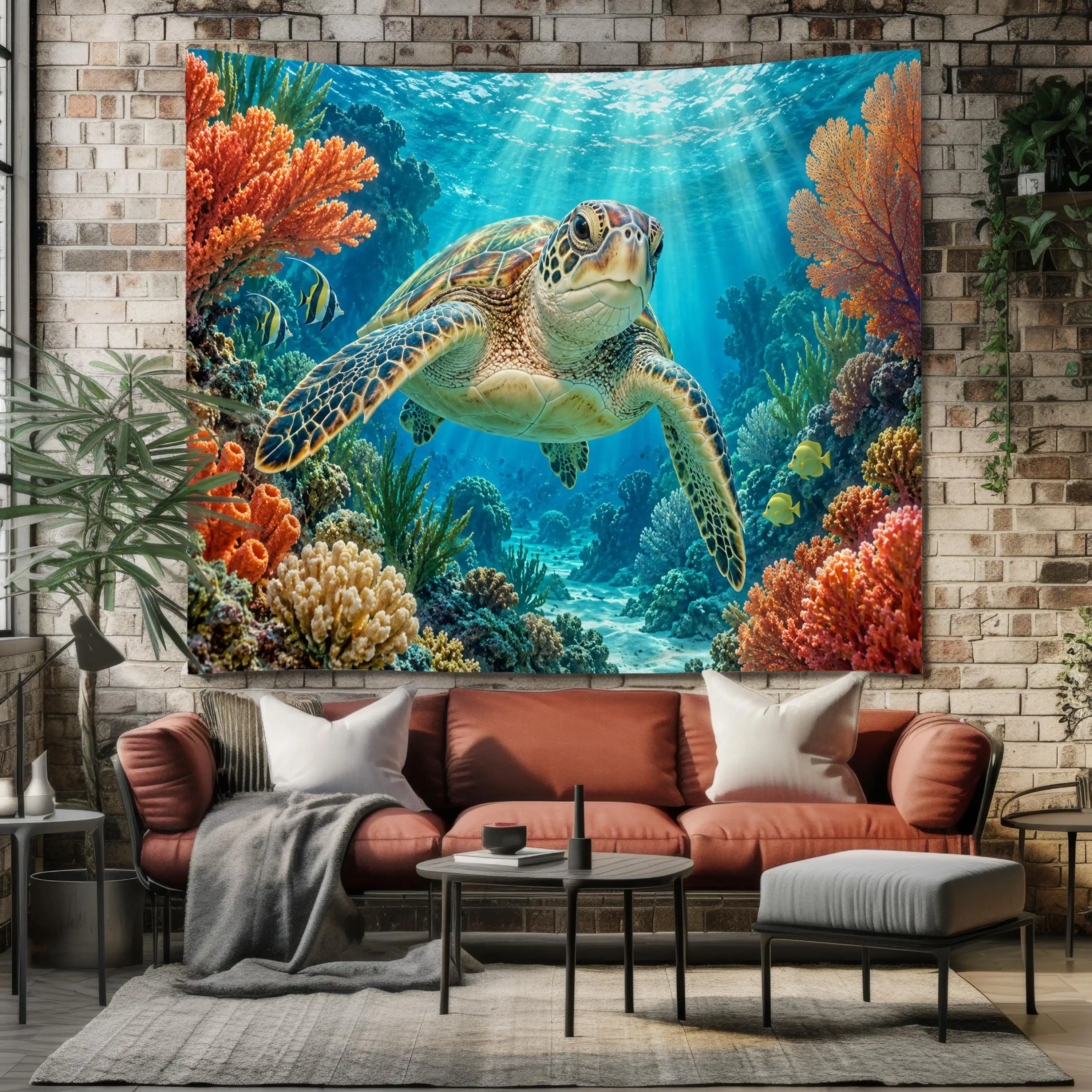 Vibrant Tropical Underwater Scene Beach Life Wall Tapestry Canvas Print Decor for Living Room Bedroom