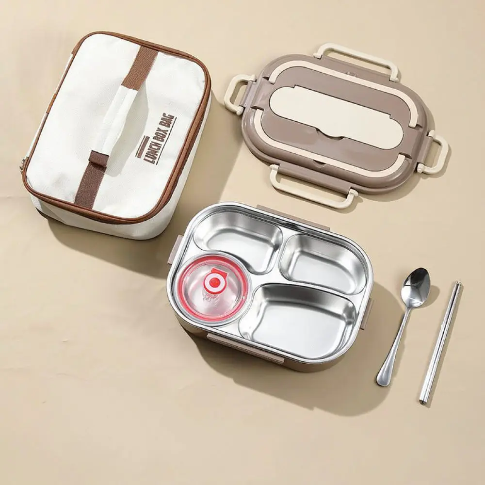 Insulated Stainless Steel Lunch Container Compartment Bento Box Microwave Safe Food Storage For Work School Kitchen
