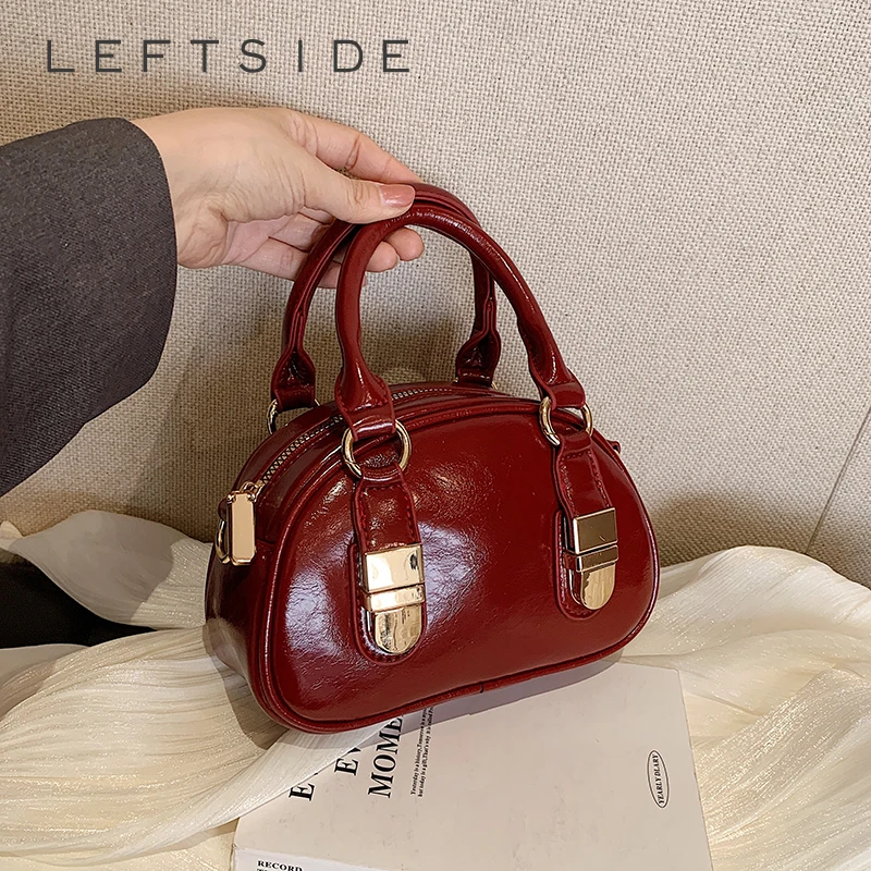 LEFTSIDE PU Leather Mini Handbags and Purses Shoulder Bag for Women Lady 2024 Trend New Korean Fashion Crossbody Bag