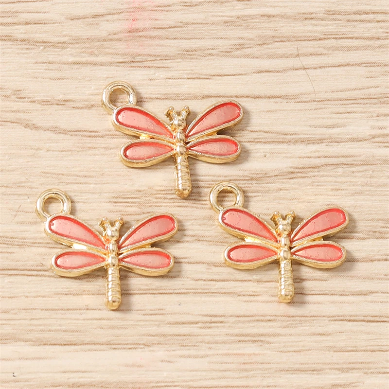 10 Stück 15 x 12 mm niedliche Emaille-Anhänger mit fliegender Libelle für die Herstellung von Halsketten, Ohrringen, Armbändern, DIY-Handwerk, Schmuckzubehör – Detail 10