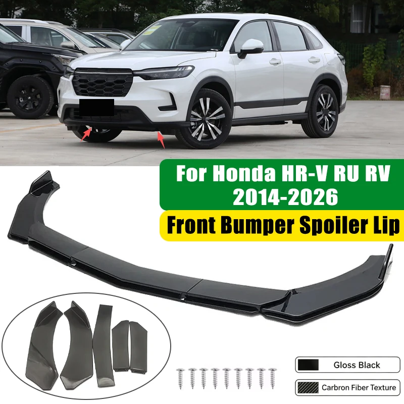 For Honda HR-V RU RV 2014-2026 5Pcs ABS Car Front Bumper Lip Spoiler Splitter Body Kit Canard Tuning Accessories