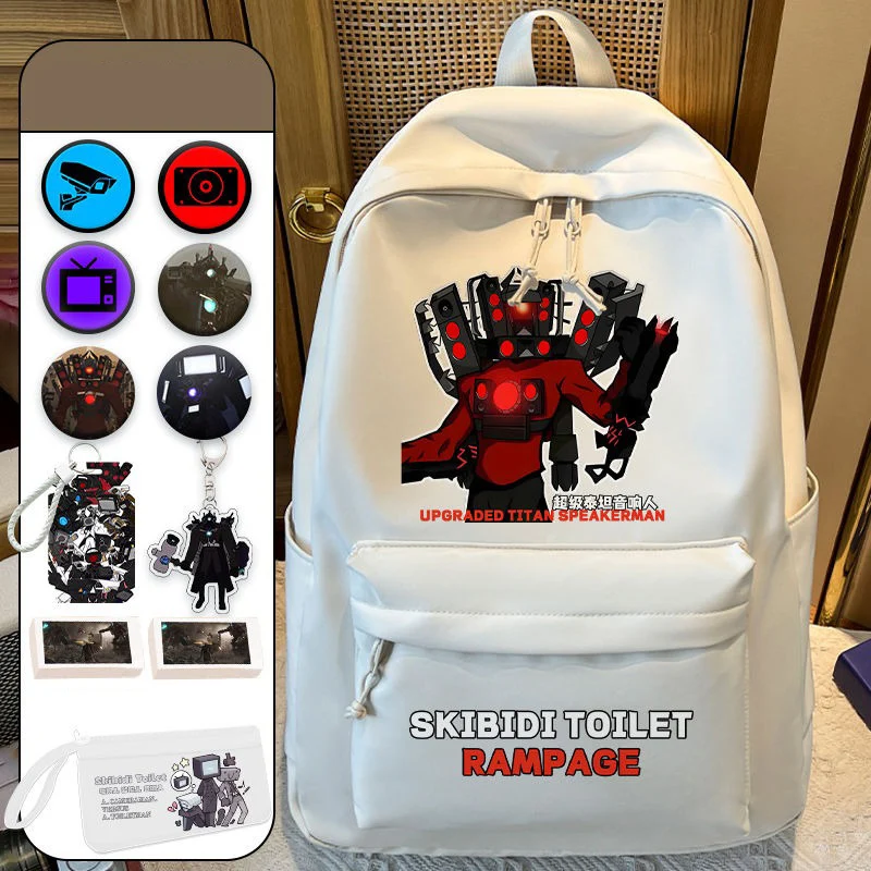 Black White, Skibidi Toilet, Student Kids Teens School Bags, Large Capacity Mochilas Anime Backpacks for Girls Boys Gift