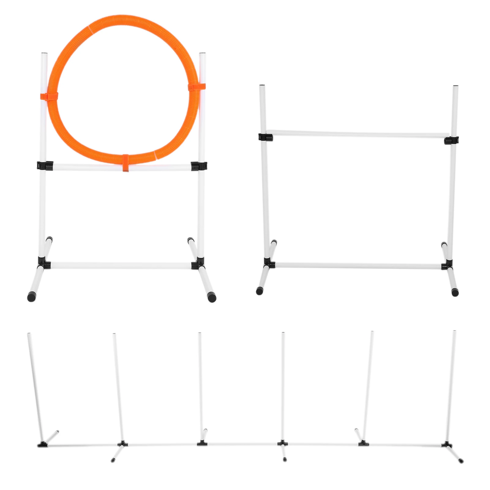 สุนัขกระโดดชุดอุปกรณ์การฝึกอบรมสัตว์เลี้ยงสุนัขปรับกระโดด Hurdle Hoop POLE อุปสรรคหลักสูตรสัตว์เลี้ยง Training POLE