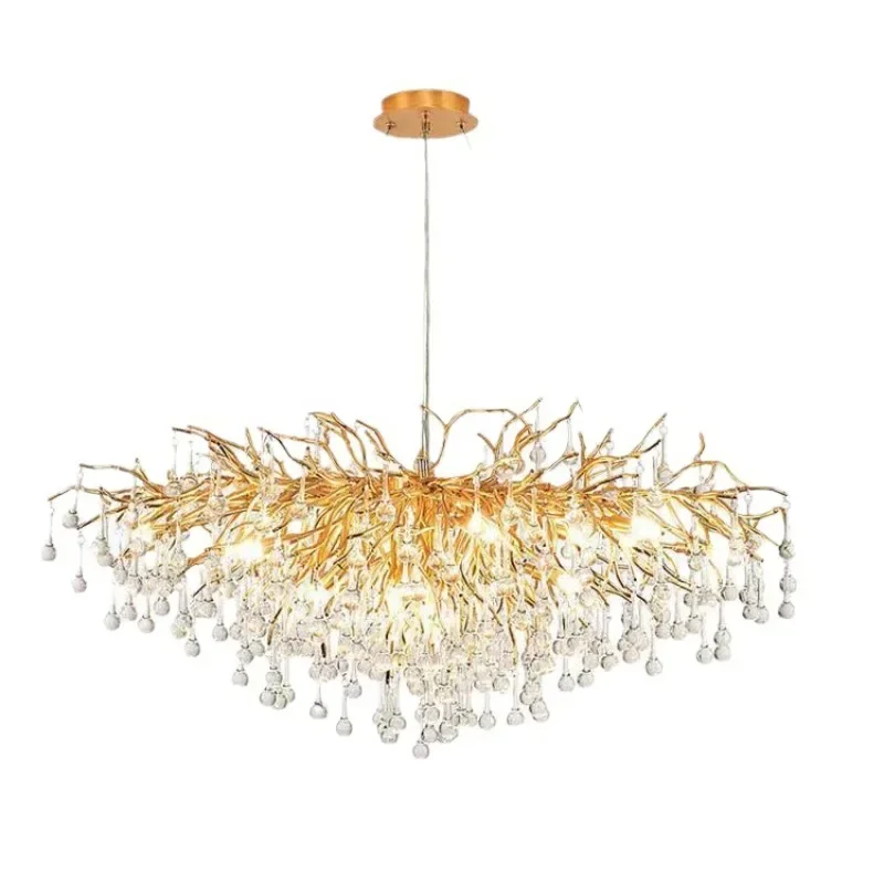 Modern Crystal LED Chandeliers Gold Sliver Luxury Ceiling Lamp for Living Room Kitchen Hotel Hall Indoor Decor Fixture