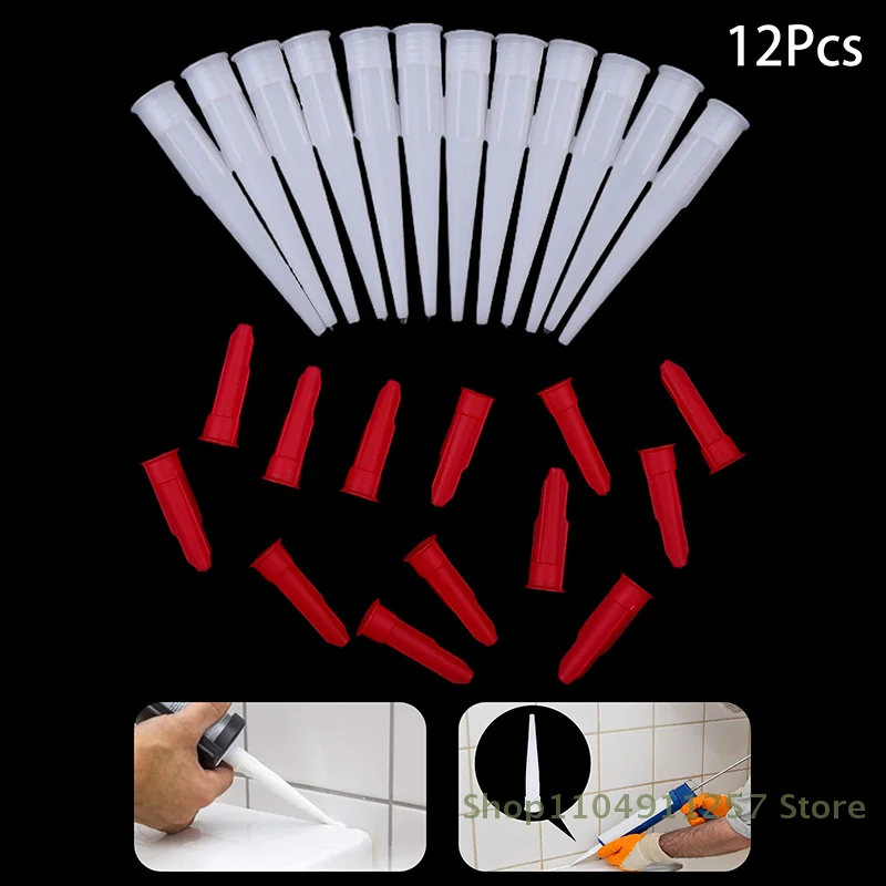 

12Pcs Spare Nozzle Sealant Tool Kit Spare Nozzles Screw Cover Caulk Nozzle Cap Caulking Nozzles Construction Tool Parts