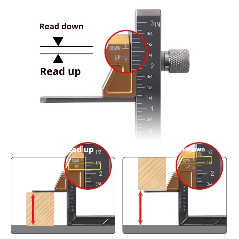 Height Gauge Aluminum Alloy Measurement Metric/imperial Measurement Woodworking Machine Saw Table Adjustment Ruler