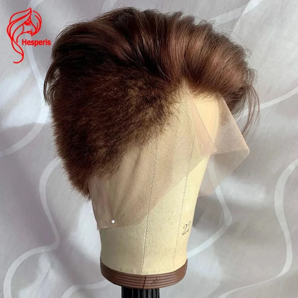 Hesperis Shaved Cut Man Wig Brazilian Remy Full Lace Human Hair Wigs Male Transparent Lace Short Cut Wig For Men