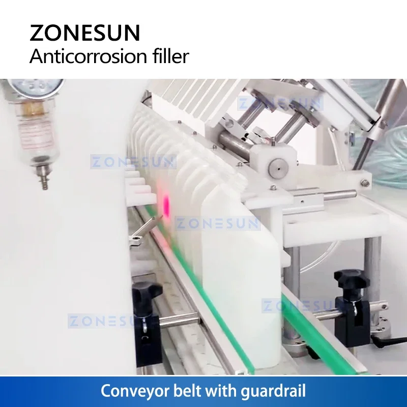 ZONESUN ZS-XAF16 Automatic 16 Head Acid & Alkali Filling Machine for Angled Nozzle Bottle Corrosive Liquid Filler
