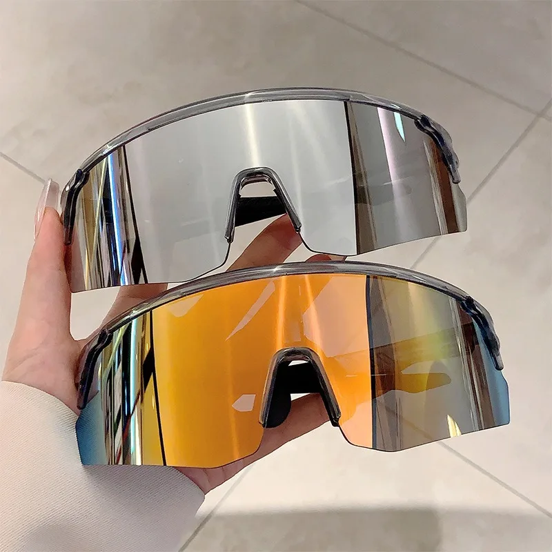 Half-frame Fashionable New Integrated Colorful Coating Cycling Sunglasses Anti Wind Flash Coating Protective Glasses UV400