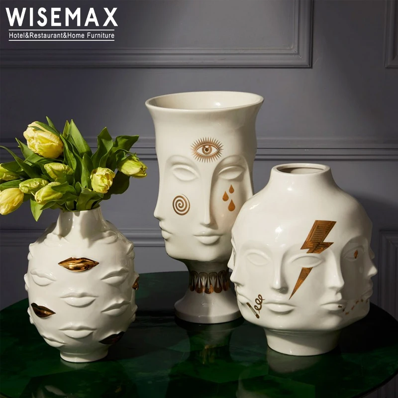 Мебель WISEMAX: Современная мебель для дома, уникальный дизайн с рельефом лица и губ, настольная ваза для цветов.