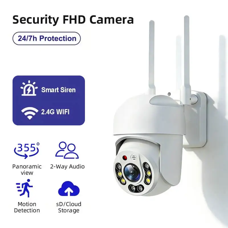 

Уличная Wi-Fi камера видеонаблюдения 1080P, 2,4 ГГц, цветное ночное видение, автоматическое отслеживание, двусторонняя связь, настенное крепление, питание от USB