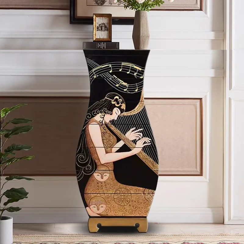 

Modern simple bucket cabinet Italian light luxury bedroom solid wood storage multi-bucket locker living room painted decorative