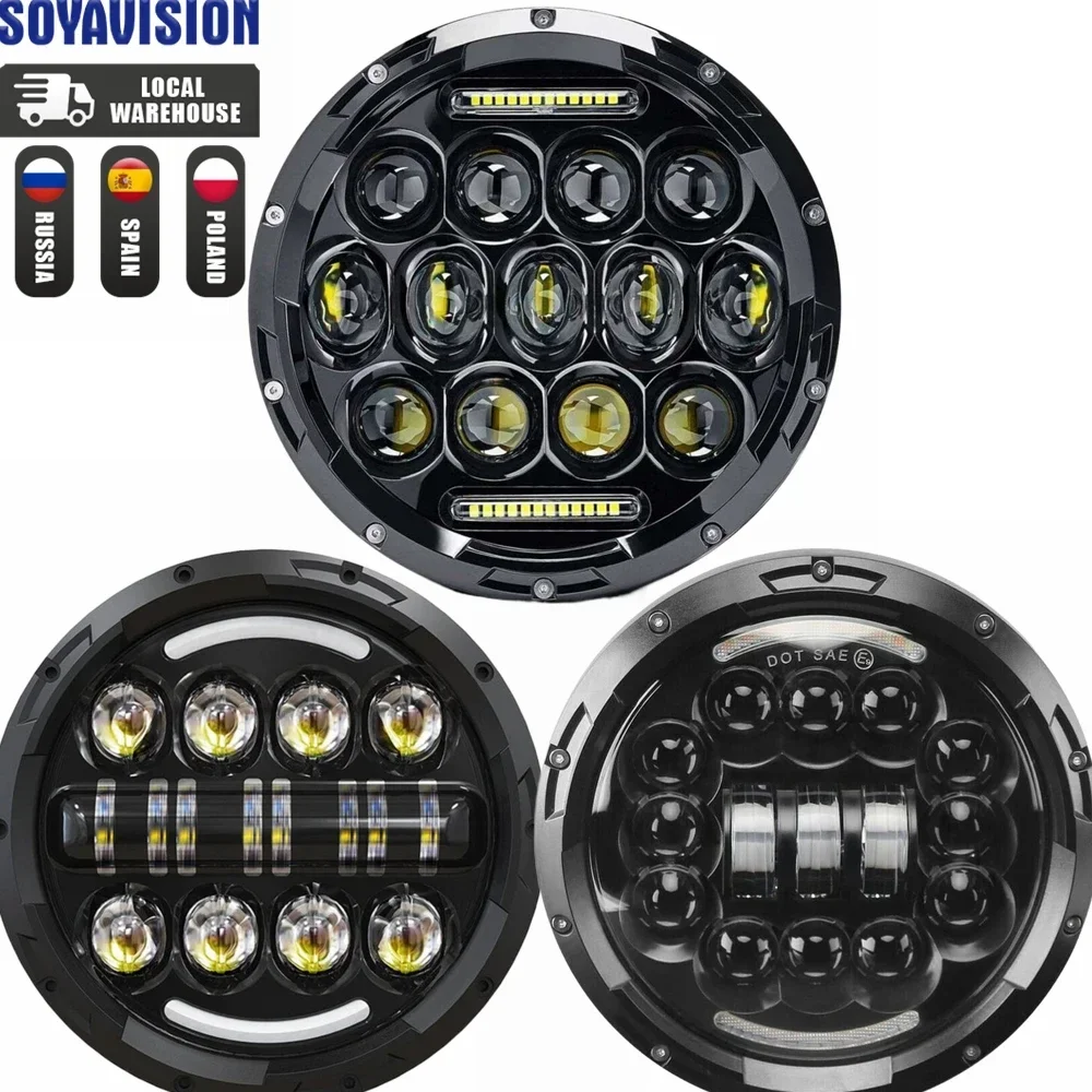 لادا نيفا 4x4 سوزوكي الساموراي 7 "LED DRL H4 هالو المصابيح الأمامية ل VAZ 2101 7 بوصة LED المصابيح الأمامية مع حلقة هالة العنبر بدوره إشارة
