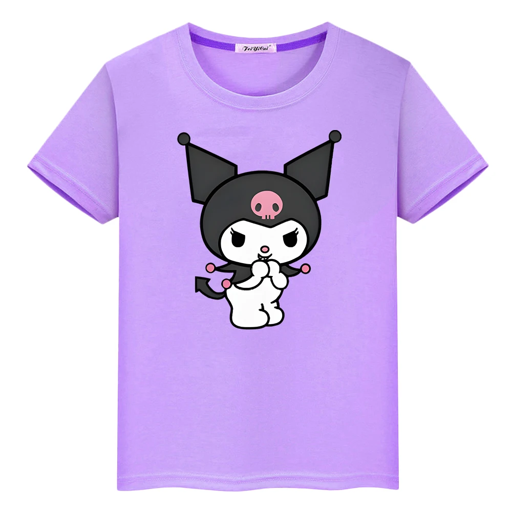 Kulomi Print 100%Cotton T-shirt Anime Tees boys girl clothes Cute Tops Summer Sanrio Short pride tshirt y2k one piece kids gift