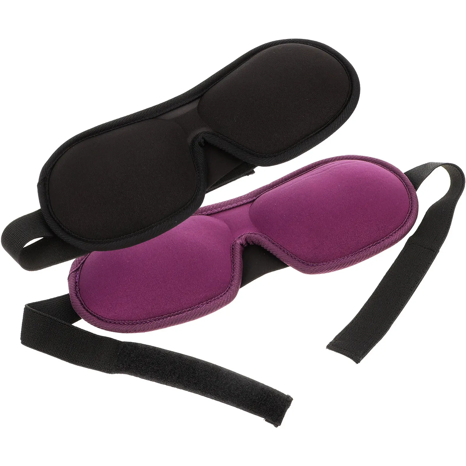 2Pcs 3D Sleeping Eye Cover Soft Polyester Lightproof Eye Mask with Flexible Strap for Indoor Outdoor Travel Office Students