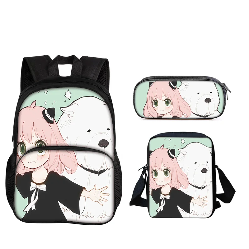 SPY×FAMILY  Round Front Bag Backpack Pen Bag Shoulder Bag 3Pcs Set Versatile Cartoon Boy and Girl School Birthday Best Gift