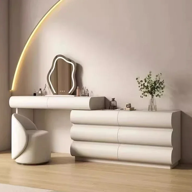 عرض كريم نمط ماكياج الغرور منضدة الزينة مكتب أدوات الزينة تسريحات مضيئة ماكياج صالون Penteadeira أثاث الفندق #1