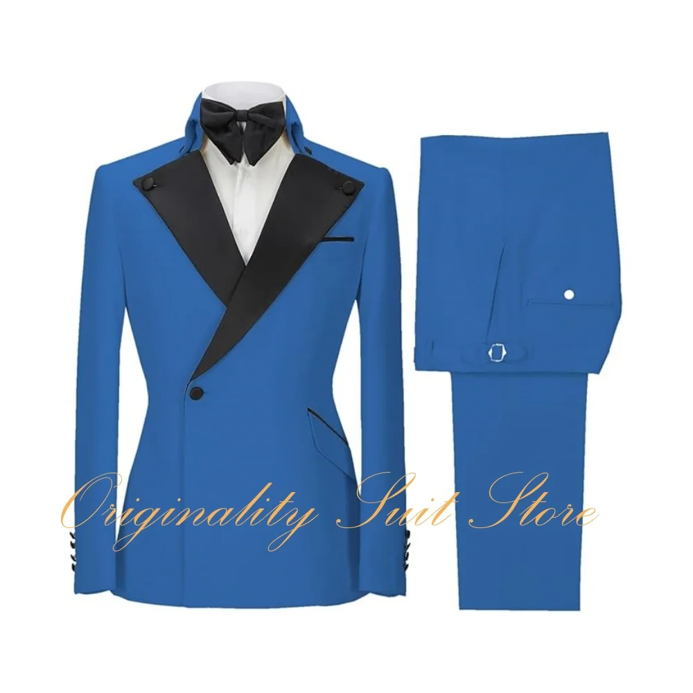 Terno masculino de negócios casual, 2 peças, slim fit, jaqueta com botão único, calças, ternos para homens, smoking de casamento